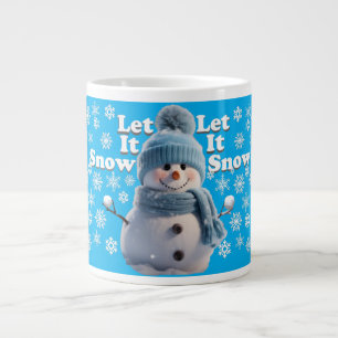 Blauer Lass-es-schneien-Spaß-Schneemann-Spezialbec Jumbo-Tasse