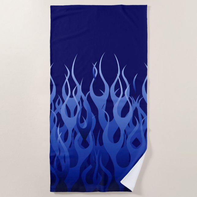 Blauer laufender Flammen-Dekor auf a Strandtuch (Vorderseite)