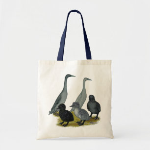 Blauer Läufer-Enten-Familie Tragetasche