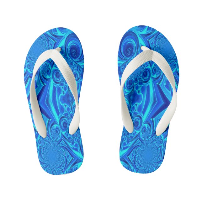 Blauer, lebhafter Swirl Kinder Flip Flops (Fußbett)