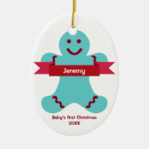 Blauer Lebkuchen Kind roter Banner Name Baby zuers
