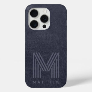 Blauer Leder Dicke Monogram Masculine Case-Mate iPhone Hülle