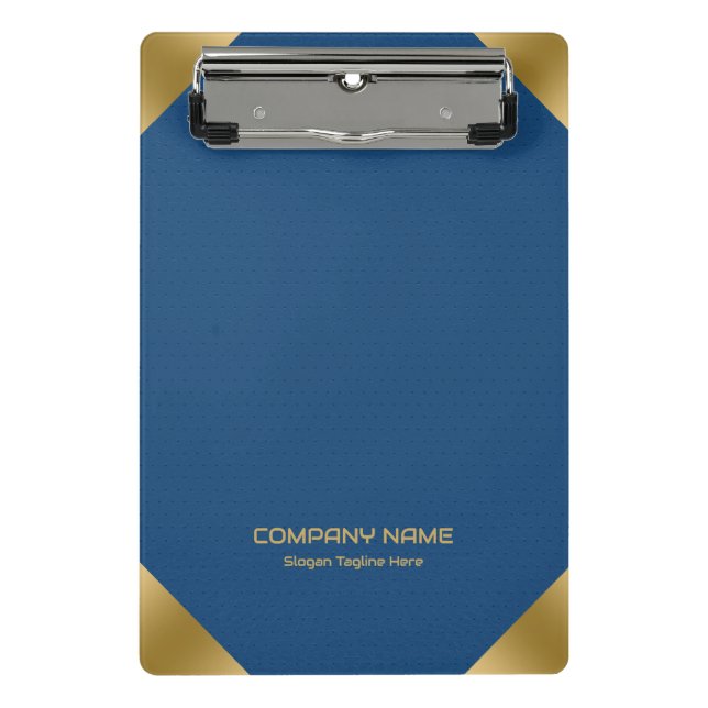 Blauer Lederabdruck mit goldenen Akzenten Mini Klemmbrett (Vorderseite)
