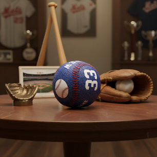 Blauer Lederdruck Spieler Name Teamnummer Baseball