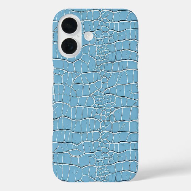 Blauer Ledereffekt iPhone 16 Hülle (Rückseite)