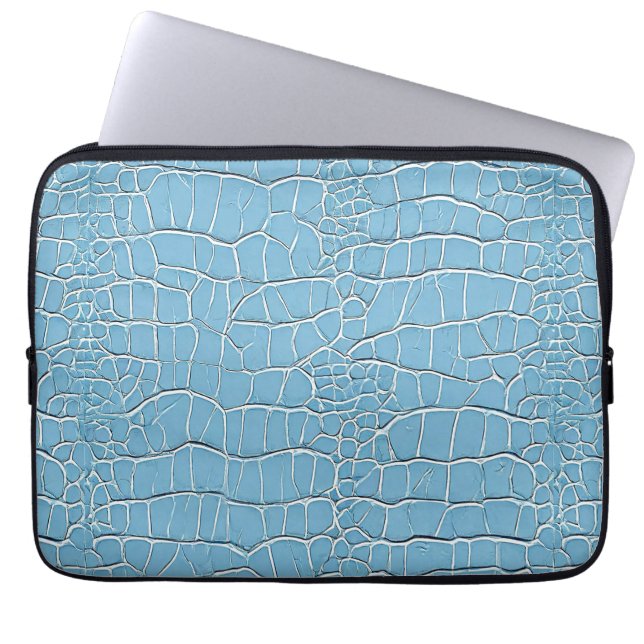 Blauer Ledereffekt-Muster Laptopschutzhülle (Vorderseite)