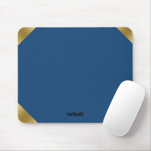 Blauer Ledermusterdruck mit goldenen Akzenten Mousepad