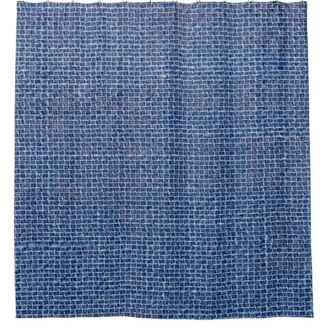 Blauer Leinenstoff Textur schließt Foto Hintergrun Duschvorhang (Vorderseite)