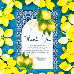 Blauer Lemon Amalfi Positano Brautparty Dankeskarte<br><div class="desc">Blaue Fliesen und Zitrone Amalfi Positano italienisches mediterranes Brautparty danke Ihnen Karte Vorlage.</div>