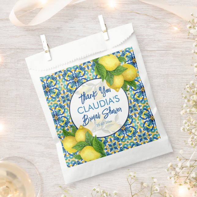 Blauer Lemon Amalfi Positano Brautparty Geschenktütchen (Ausgeschnitten)