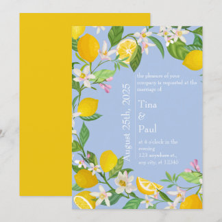 Blauer Lemon Wedding Einladung