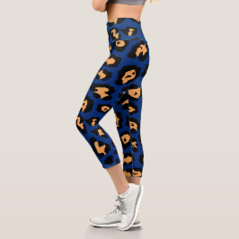 Blauer Leopard Capri Leggings