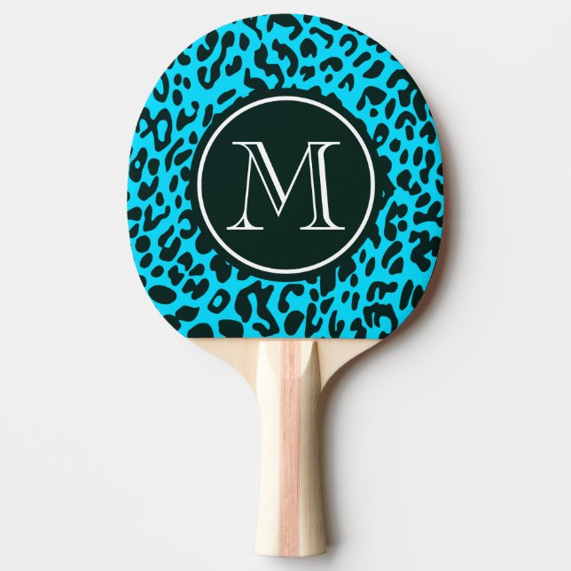 Blauer Leopard-Druck Tischtennis Schläger (Vorderseite)