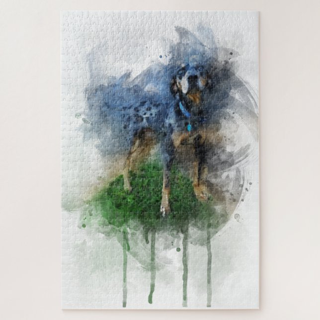 Blauer Leopard Katahoula in Watercolor (Vertikal)