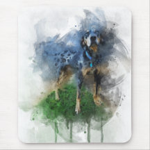 Blauer Leopard Katahoula in Watercolor