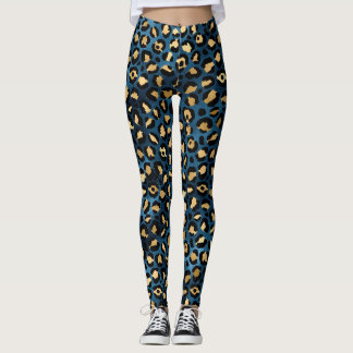 Blauer Leopard Leggings