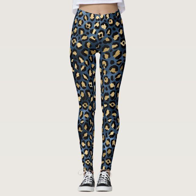 Blauer Leopard Leggings (Vorderseite)