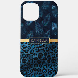 Blauer Leopard Print Shimmer Tropenflorname Case-Mate iPhone Hülle