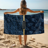 Blauer Leopard Print Shimmer Tropenflorname