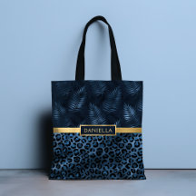 Blauer Leopard Print Shimmer Tropenflorname