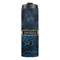 Blauer Leopard Print Shimmer Tropenflorname