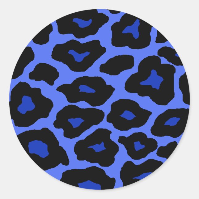 Blauer Leopard Runder Aufkleber (Vorderseite)