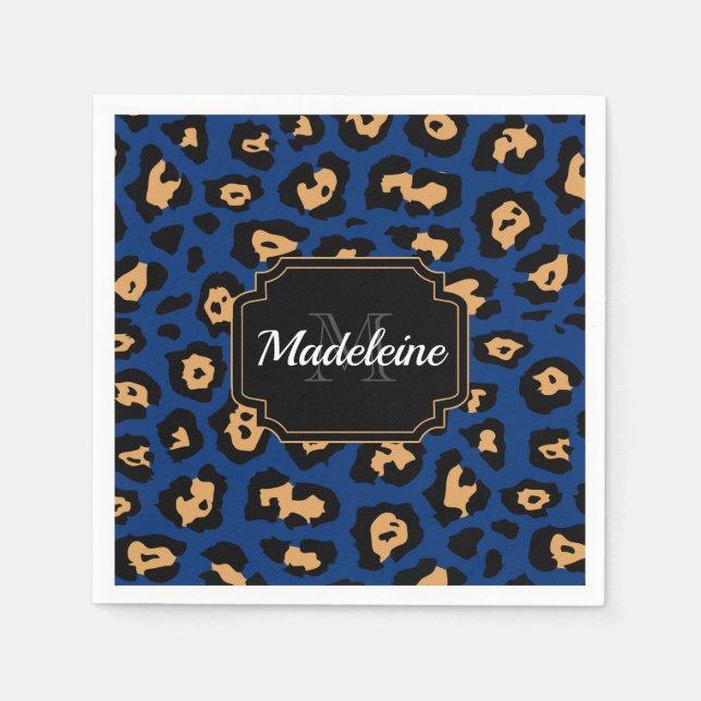 Blauer Leopard Serviette (Vorderseite)