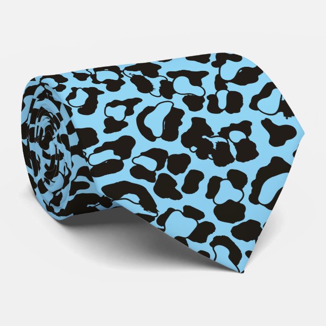 blauer Leopard-Tierdruck Krawatte (Gerollt)