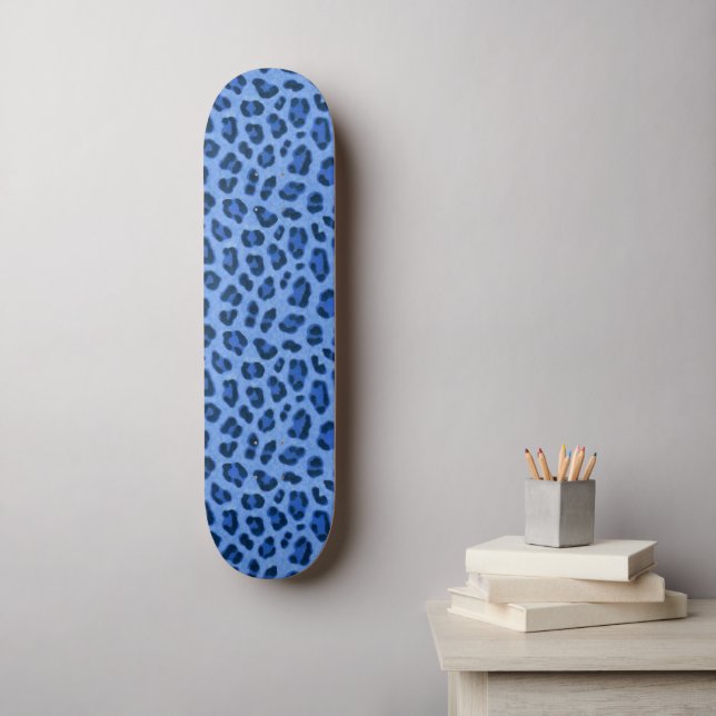 Blauer Leopard Tierdruckmuster Skateboard (Wandkunst)