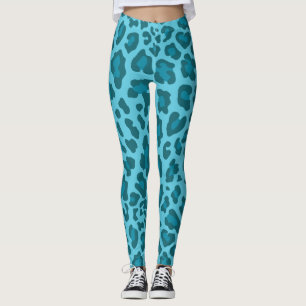 Blauer Leopardendruck Leggings
