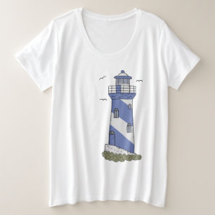 blauer Leuchtturm Große Größe T-Shirt