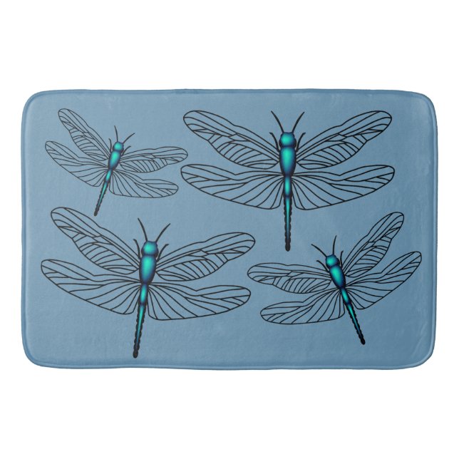 Blauer Libelle Badematte (Vorderseite)