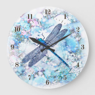 Blauer Libelle Große Wanduhr