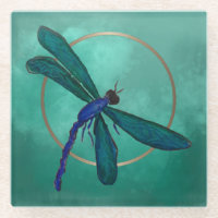 Blauer Libellen-Glas-Untersetzer