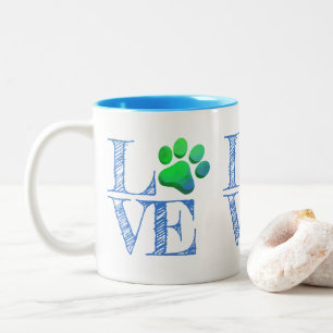 Blauer LIEBE Blauer Grüner Pet Spaß Zweifarbige Tasse