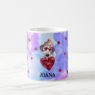Blauer Lila Dalmatiner Valentinstag Geschenk Hund Kaffeetasse