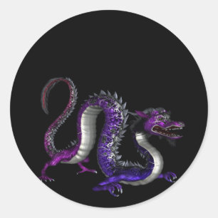 Blauer lila Drache-Entwurf 2:: Fantasie-Aufkleber Runder Aufkleber