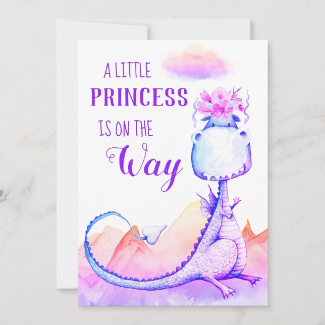 *~* Blauer Lila Dragon Kinderdusche Einladung (Vorderseite)