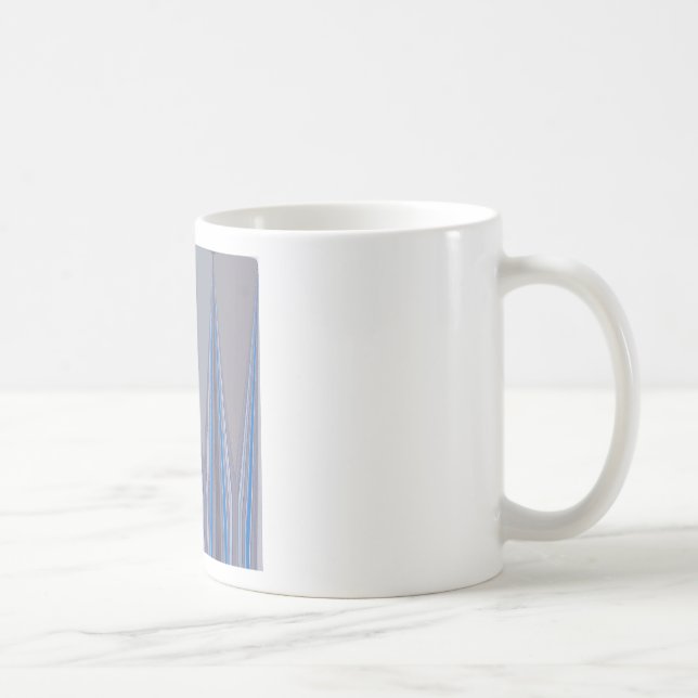 Blauer, Lila, grauer Zickzack Kunstdruck Kaffeetasse (Rechts)
