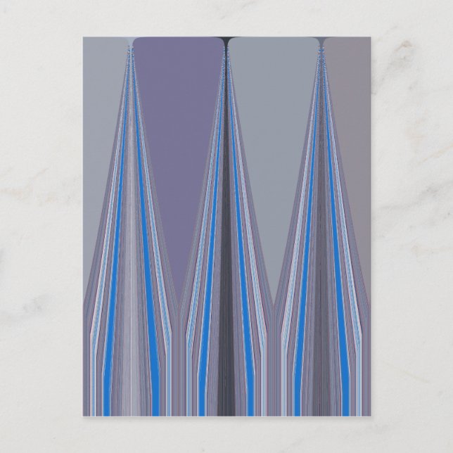 Blauer, Lila, grauer Zickzack Kunstdruck Postkarte (Vorderseite)