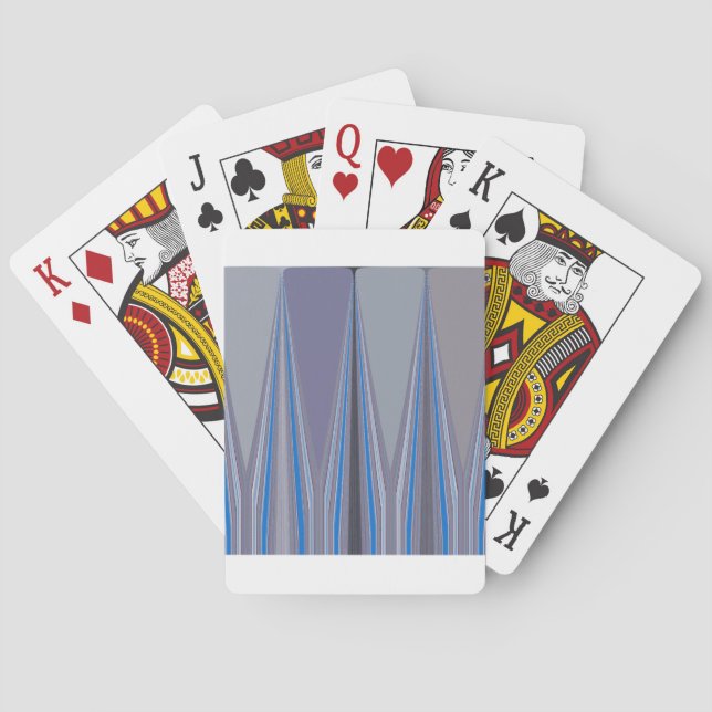 Blauer, Lila, grauer Zickzack Kunstdruck Spielkarten (Rückseite)