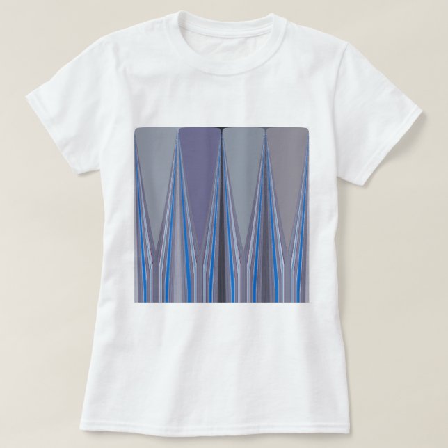 Blauer, Lila, grauer Zickzack Kunstdruck T-Shirt (Design vorne)