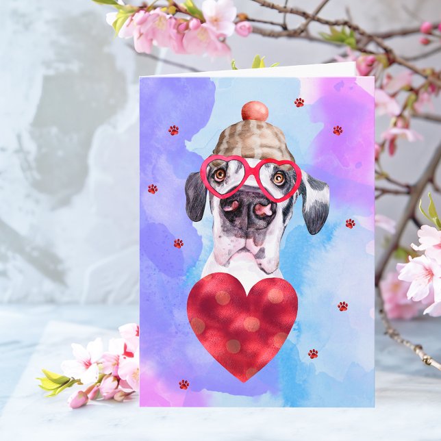 Blauer Lila Großer Däne Valentinstag-Geschenk Hund Karte (Von Creator hochgeladen)