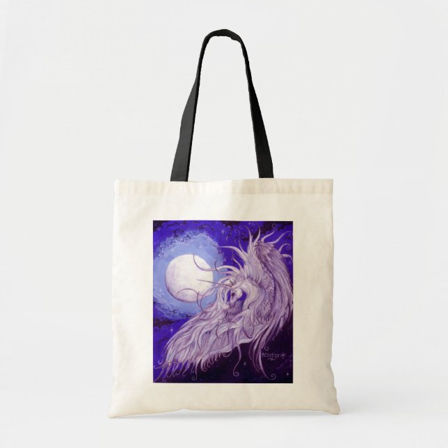Blauer lila Mondmond Unicorn-Pegasus Pegacorn Tragetasche (Vorne)