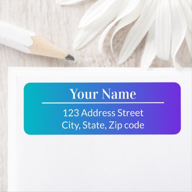 Blauer Lila Ombre Moderner Einfacher Name Mail Adr (Insitu)