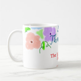 Blauer lila rosa glückliches Dankeschön hinzufügen Kaffeetasse