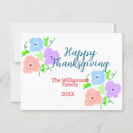 Blauer lila rosa glückliches Dankeschön hinzufügen Postkarte