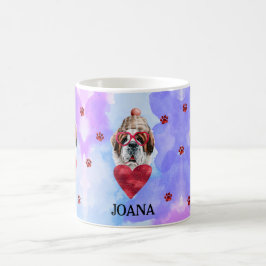 Blauer Lila St. Bernard Valentine's Day-Geschenk H Kaffeetasse