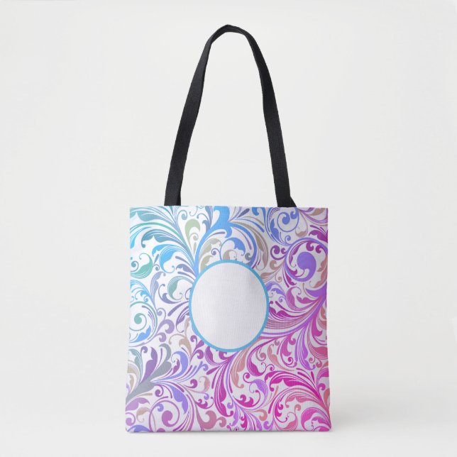 Blauer Lila Swirl individuell anpassbar farbenfroh Tasche (Vorderseite)