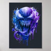 Blauer Lila Symbiot Splatter Comic Art Poster